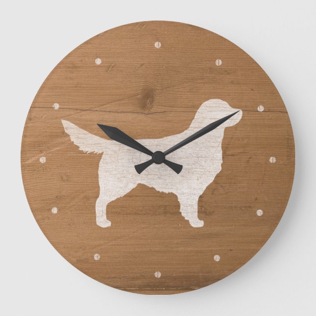 Golden Retriever Silhouette Large Clock (Front)