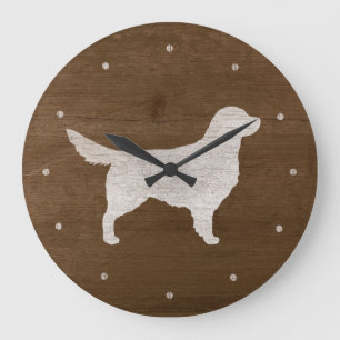 Golden Retriever Silhouette Large Clock