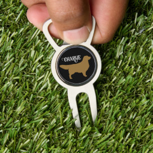 Golden Retriever Silhouette with Custom Name Divot Tool