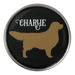Golden Retriever Silhouette with Custom Name Golf Ball Marker