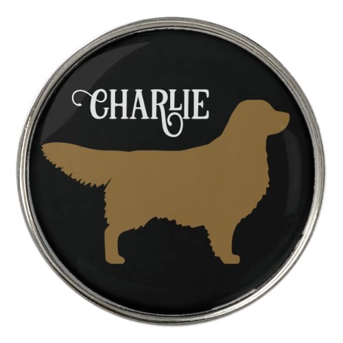 Golden Retriever Silhouette with Custom Name Golf Ball Marker