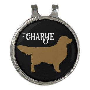 Golden Retriever Silhouette with Custom Name Golf Hat Clip