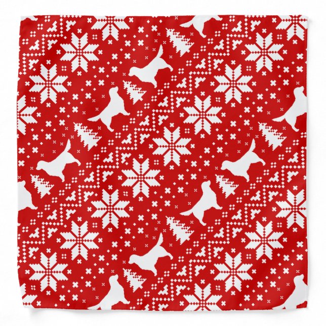 Golden Retriever Silhouettes Christmas Pattern Bandana (Front)
