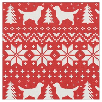 Golden Retriever Silhouettes Christmas Pattern Fabric