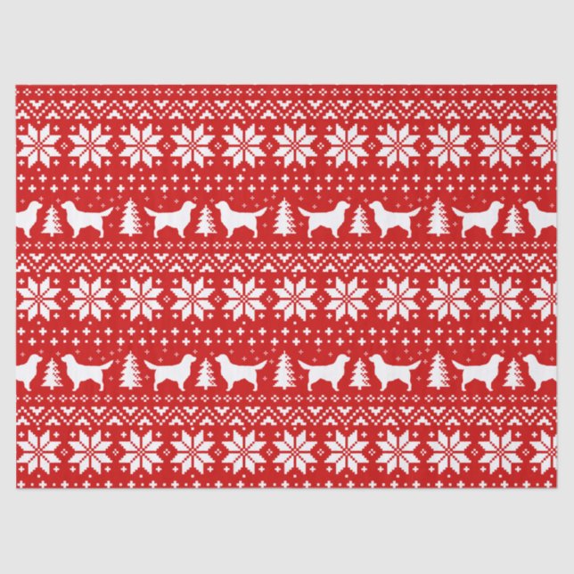 Golden Retriever Silhouettes Christmas Pattern Tissue Paper (Front)