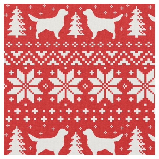 Golden Retriever Silhouettes Dog Christmas Holiday Fabric