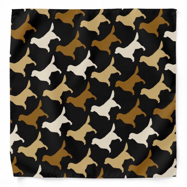 Golden Retriever Silhouettes Pattern Cute Dog Bandana (Front)