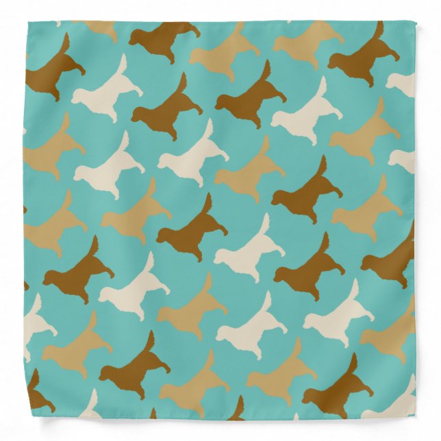 Golden Retriever Silhouettes Pattern Dog Lover Bandana (Front)