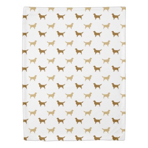 Golden Retriever Silhouettes Pattern Duvet Cover