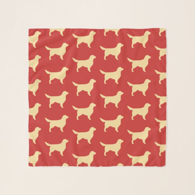 Golden Retriever Silhouettes Pattern Scarf (Front)