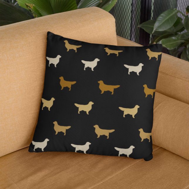Golden Retriever Silhouettes Pattern Throw Pillow (Creator Uploaded)