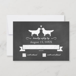 Golden Retriever Silhouettes Wedding RSVP Reply Card