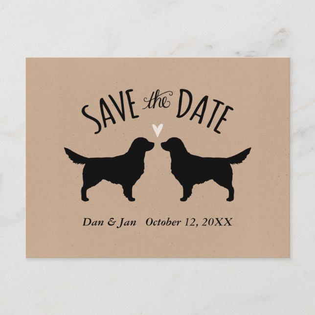 Golden Retriever Silhouettes Wedding Save the Date Announcement Postcard (Front)