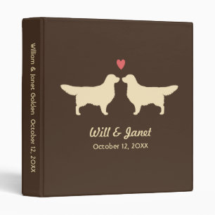 Golden Retriever Silhouettes with Heart and Text Binder