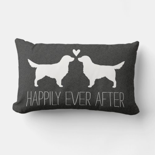 Golden Retriever Silhouettes with Heart and Text Lumbar Pillow