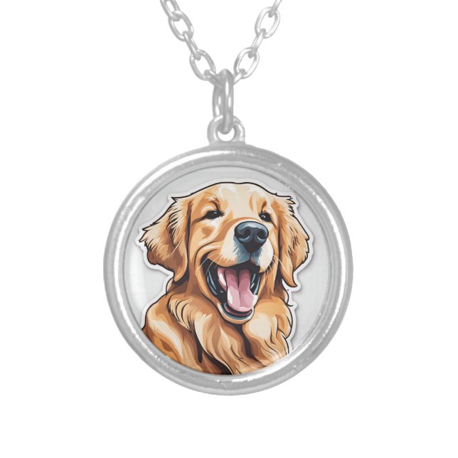 Golden Retriever Silver Plated Necklace (Front)