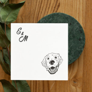 Golden Retriever simple line drawing Cocktail Napkins