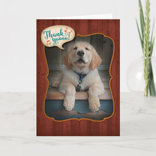 Golden Retriever Singing Praises Thank You Card (Front)
