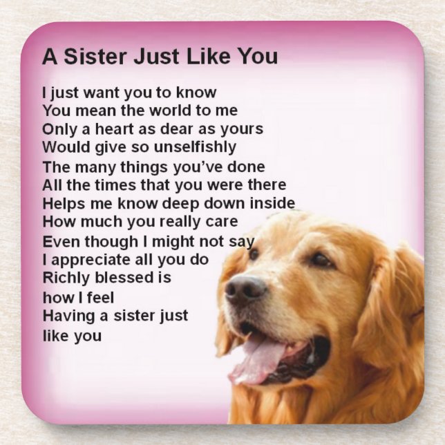 Golden Retriever - Sister Poem Drink Coaster (Front)
