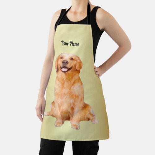 Golden Retriever Sitting _ Adorable Design Apron