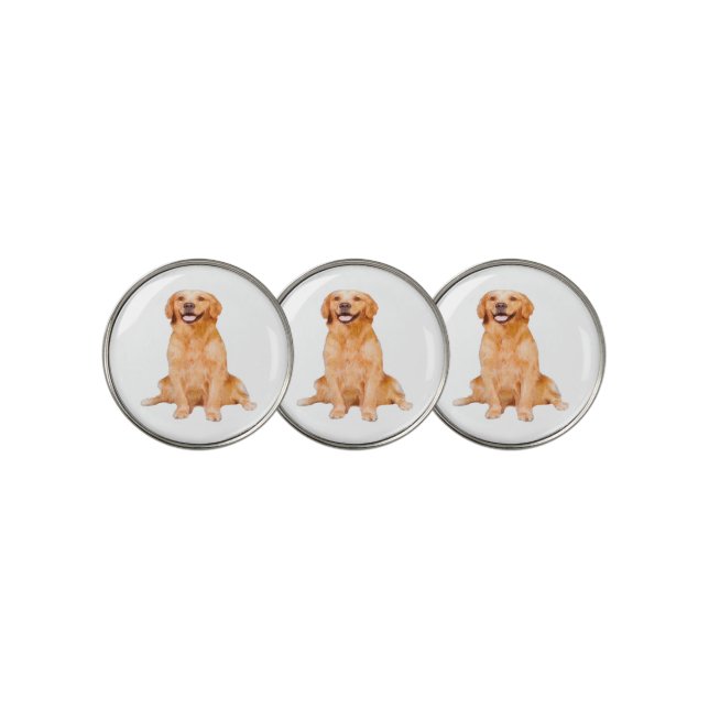 Golden Retriever Sitting - Adorable Design Golf Ball Marker (3 Up)
