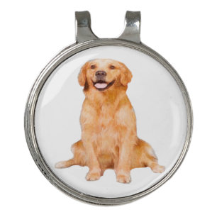 Golden Retriever Sitting - Adorable Design Golf Hat Clip