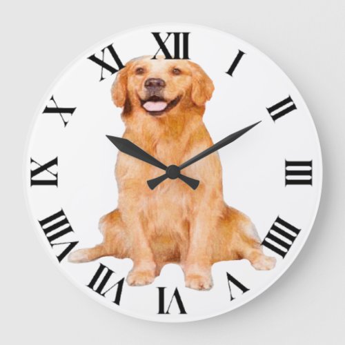 Golden Retriever Sitting _ Adorable Design Large Clock