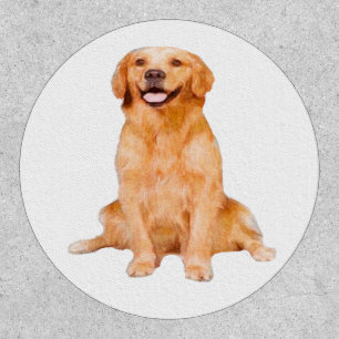 Golden Retriever Sitting - Adorable Design Patch