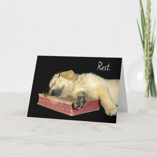 Golden Retriever Sleeping On Book Card (Front)