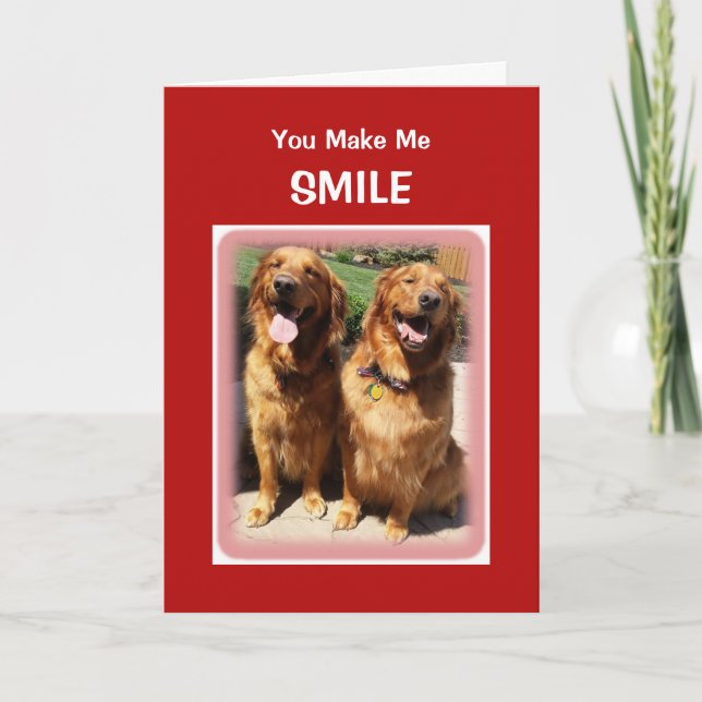 Golden Retriever Smile Heart Valentine's Day Card (Front)