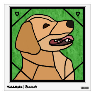 Golden Retriever Smile Stained-Glass Look Wall Decal