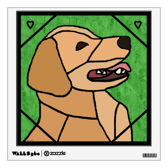 Golden Retriever Smile Stained-Glass Look Wall Decal (Front)