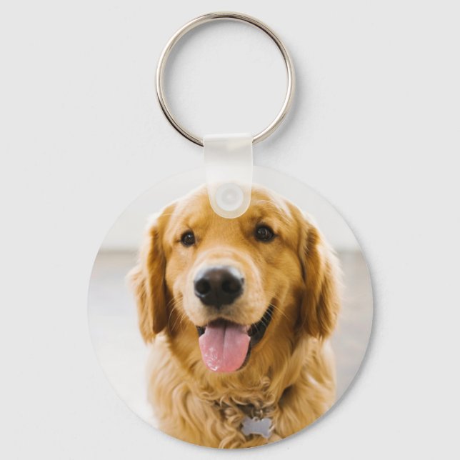 Golden Retriever Smiling Keychain (Front)