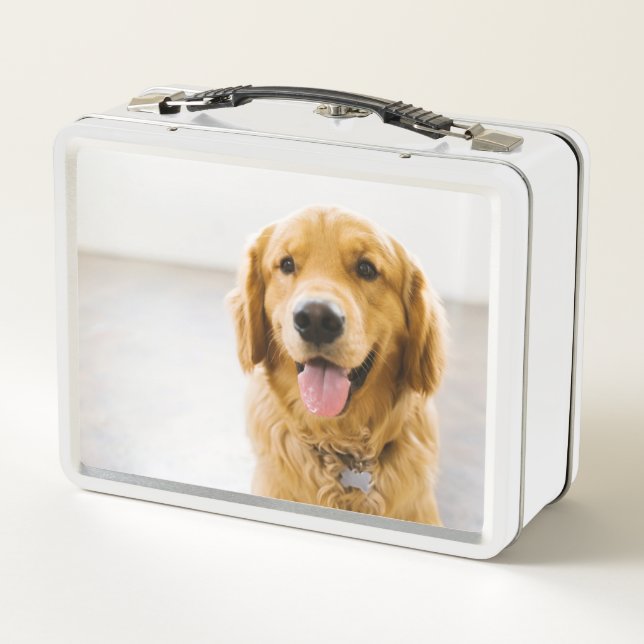 Golden Retriever Smiling Metal Lunch Box (Back)