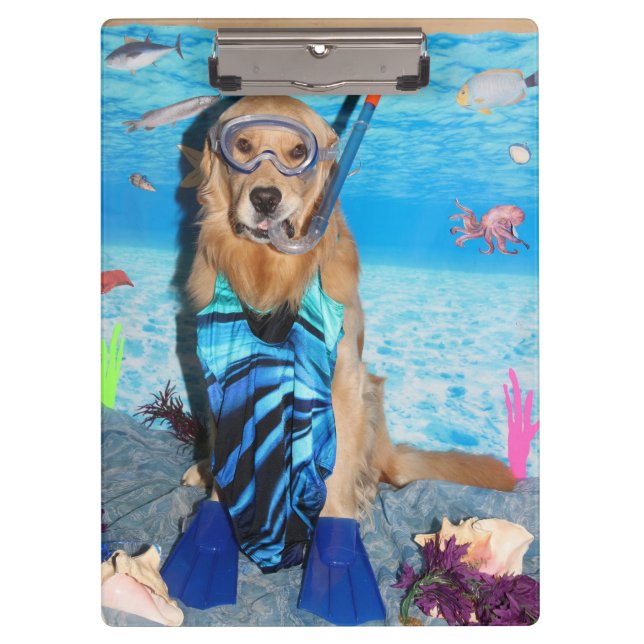 Golden Retriever Snorkeler Clipboard (Front)
