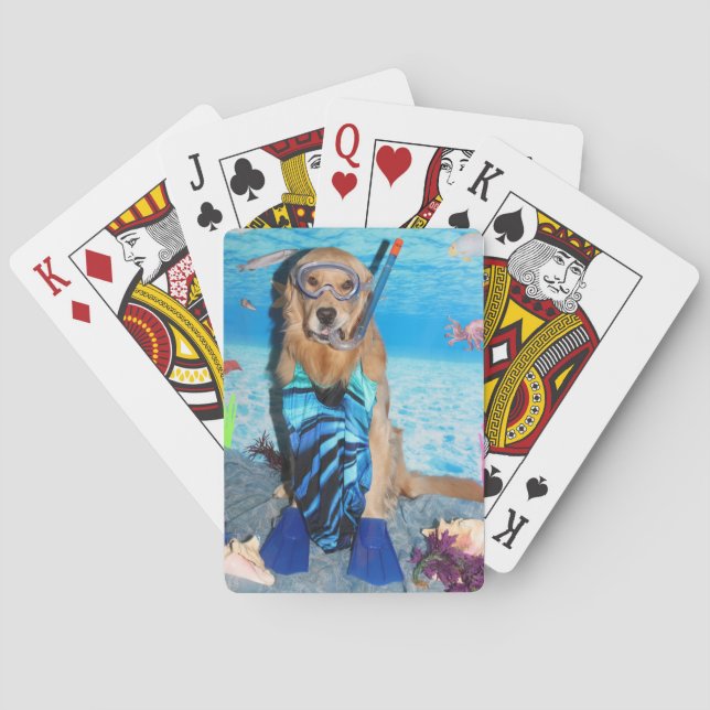 Golden Retriever Snorkeler Poker Cards (Back)