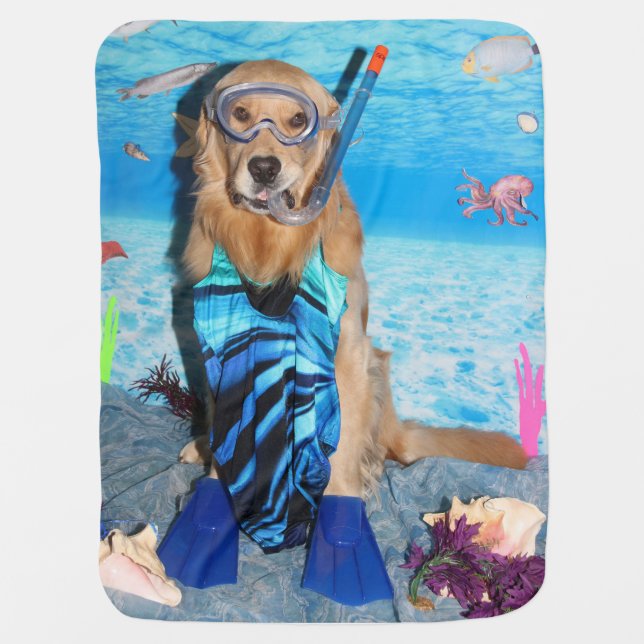 Golden Retriever Snorkeler Swaddle Blanket (Front)