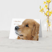 Golden Retriever Snow Dog Thinking of You Card (Yellow Flower)