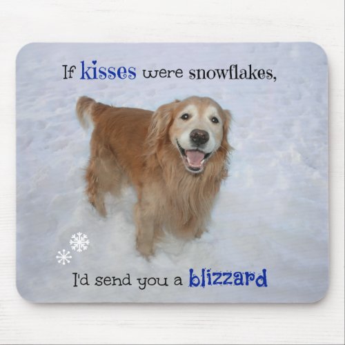 Golden Retriever Snowflake Kisses Mouse Pad