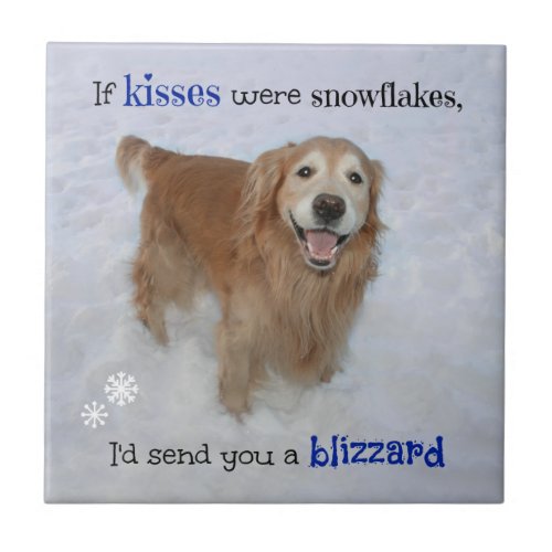 Golden Retriever Snowflake Kisses Tile