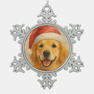 Golden Retriever Snowflake Pewter Christmas Ornament