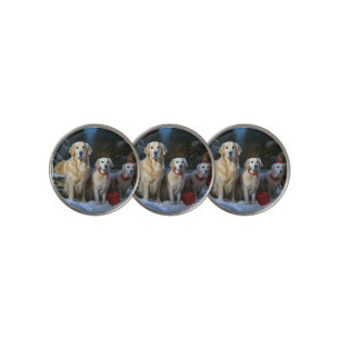 Golden Retriever Snowy Sleigh Christmas Decor Golf Ball Marker