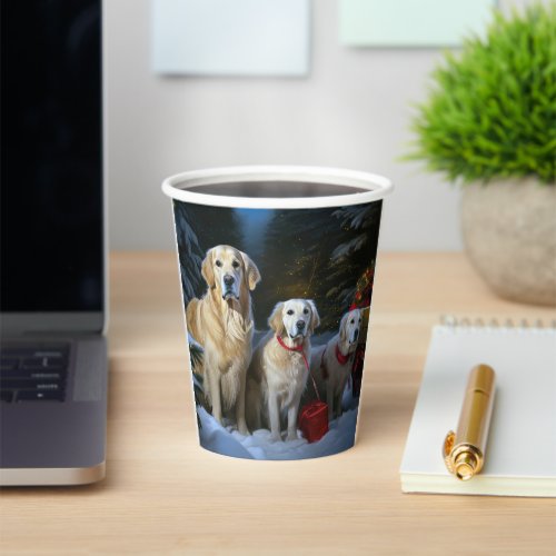 Golden Retriever Snowy Sleigh Christmas Decor  Paper Cups