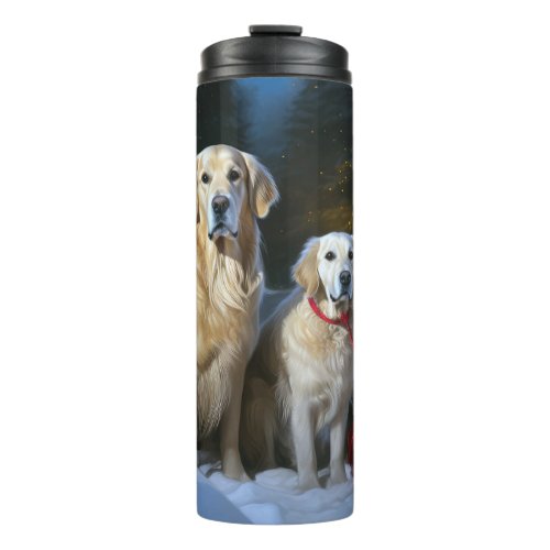 Golden Retriever Snowy Sleigh Christmas Decor  Thermal Tumbler