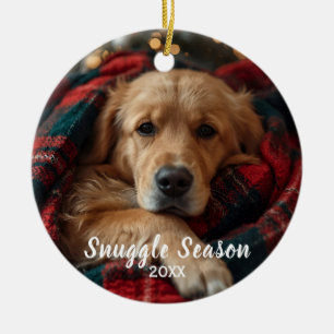 Golden Retriever Snuggle Season  Ceramic Ornament