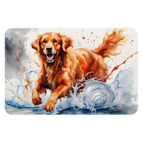 Golden Retriever Splash Art Watercolor  Magnet