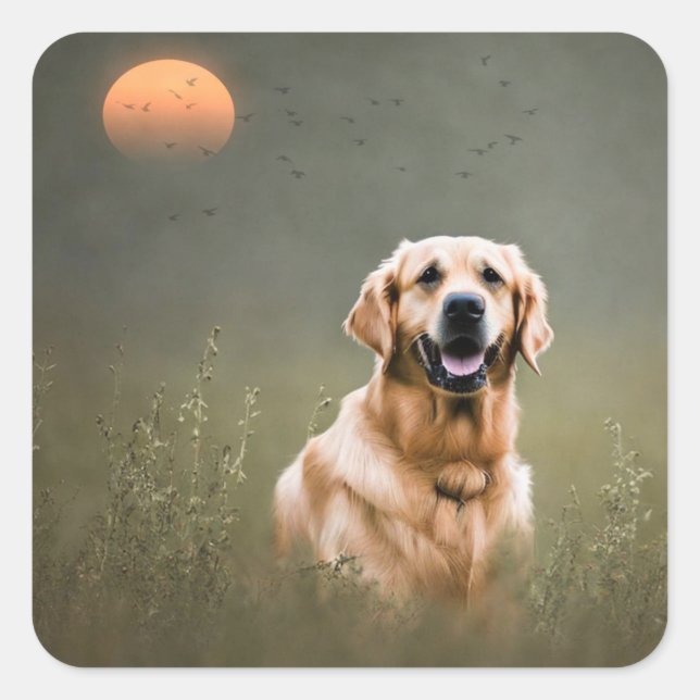 Golden Retriever  Square Sticker (Front)