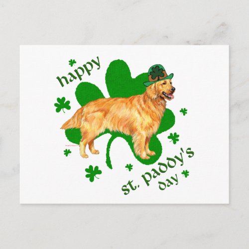 Golden Retriever St Paddys Day Postcard