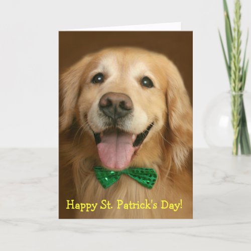 Golden Retriever St Patricks Day Card