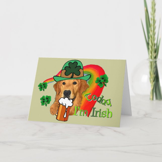 Golden Retriever St. Patrick's Day Card (Front)